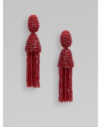 Oscar de la Renta | Purple Short Beaded Tassel Clip-on Earring | Lyst