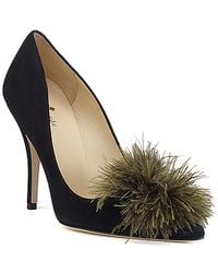 kate spade new york | Linette - Black Suede Pom Pom Pump | Lyst