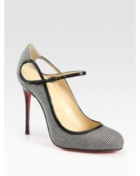 Christian Louboutin | Gray Roudounia Houndstooth Mary Jane Pumps | Lyst