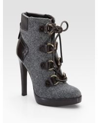 Tory Burch | Gray Lawson Wool and Leather Ankle Boots | Lyst