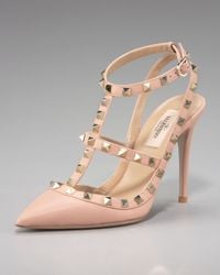 Valentino | Pink Rockstud Leather Runway Pump | Lyst