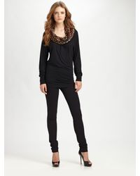 M Missoni | Black Honeycomb Cowl-neck Top | Lyst