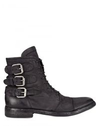 BB Bruno Bordese | Black Belted Waxed Calfskin Boots for Men | Lyst