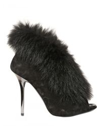 Diego Dolcini | Black 120 Mm Suede and Fox Fur Boots | Lyst