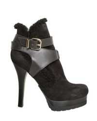 Fendi | Black 120mm Suede and Calfskin Low Boots | Lyst