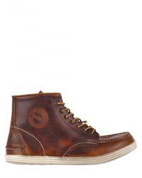 Preventi | Brown Waxed Quebec Leather Sneakers for Men | Lyst