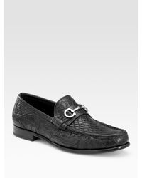 Ferragamo | Black Giostra Alligator Moccasins for Men | Lyst