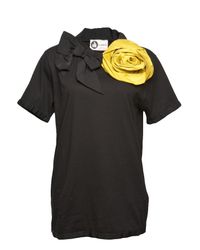 Lanvin | Black Flower Brooch T-shirt | Lyst