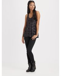 C&C California | Black Sequin-striped Racerback Tank Top | Lyst