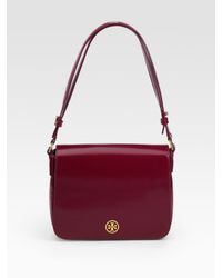 Tory Burch | Brown Robinson Medium Patent Leather Shoulder Bag | Lyst