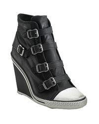 Ash | Black Thelma Leather Wedge Buckle Trainer | Lyst