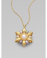 Majorica | Metallic 12mm Mabe White & 8mm Grey, Nuage & Champagne Pearl Pendant Necklace | Lyst