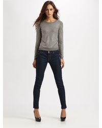 Alice + Olivia | Gray Rhinestone Crewneck Sweater | Lyst