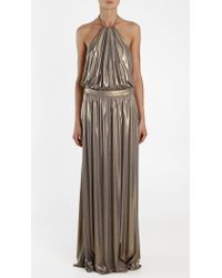 Tibi - Metallic Jersey Long Halter Dress - Lyst