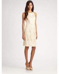 Sue Wong | Natural Soutache Lace Dress | Lyst