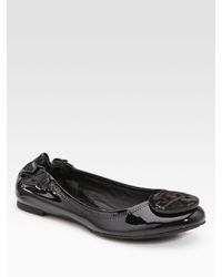 Tory Burch | Black Reva Patent Leather Ballet | Lyst