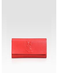 Saint Laurent | Red Ysl Large Leather Clutch | Lyst