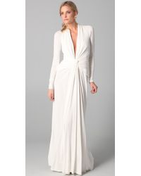 white open back gown