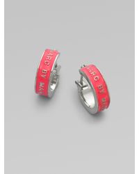 Marc By Marc Jacobs | Pink Enamel Accented Huggie Earrings | Lyst