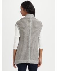 James Perse | Brown Sleeveless Wool-rich Sweater Cardigan | Lyst