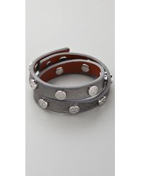 Tory Burch | Silver Double Wrap Logo Bracelet | Lyst