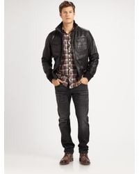 Scotch & Soda | Black Leather Bomber Jacket for Men | Lyst