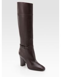 Christian Louboutin | Brown Leather Knee-high Riding Boots | Lyst