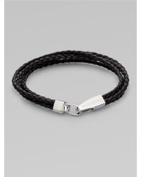 Tateossian | Brown Braided Leather Bracelet for Men | Lyst