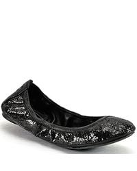 Tory Burch | Eddie - Black Glitter Ballet Flat | Lyst