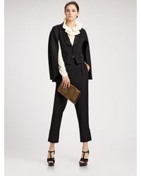 Saint Laurent | Black Wool Tuxedo Cape Jacket | Lyst