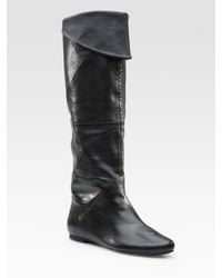 Belle By Sigerson Morrison | Black Leather Knee-high Flat Boots | Lyst