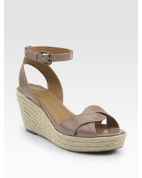 Elie Tahari | Natural Dawn Patent Leather Espadrille Wedge Sandals | Lyst