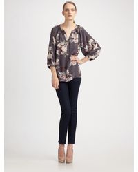 Joie | Blue Nikara Silk Floral Blouse | Lyst
