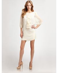 Tibi | Natural Ruffled Chiffon Dress | Lyst