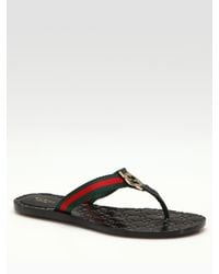 Gucci | Black Gg Thong Flats | Lyst