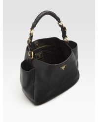 Prada Vitello Daino Hobo Bag in Black | Lyst