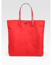 Prada | Red Vela Nylon Tote | Lyst