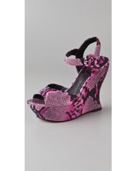 Alice + Olivia | Pink Jana Ankle Strap Wedge Sandals | Lyst