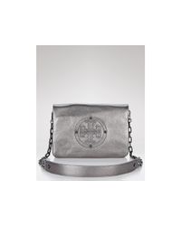 Tory Burch | Metallic Stacked Logo Small Reva Convertible Clutch | Lyst