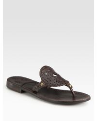 Jack Rogers | Brown Georgica Studded Leather Thong Sandals | Lyst