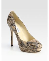 Jimmy Choo | Multicolor Crown Snake-embossed Leather Platform Pumps | Lyst