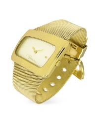 Roberto Cavalli | Metallic Curvo - Ladies Gold Plated Mesh Bracelet Watch | Lyst