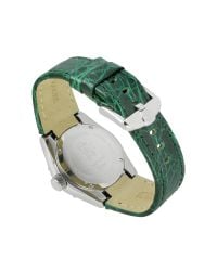 Roberto Cavalli | Diamond - Green Croco Leather Strap Watch | Lyst