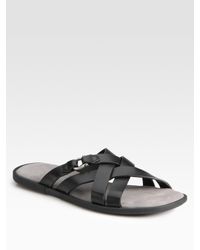 Ferragamo | Black Damiano Strappy Sandal for Men | Lyst