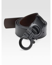 Ferragamo | Black Reversible Enamel Gancini Buckle Belt for Men | Lyst