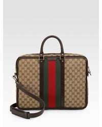 Gucci | Natural Canvas & Leather Briefcase for Men | Lyst
