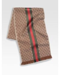 Gucci | Brown Gg Jacquard Knit Scarf for Men | Lyst