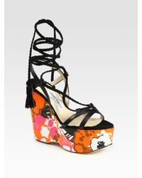 Jimmy Choo | Multicolor Pearl Wedge Sandal | Lyst