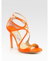 Jimmy Choo | Orange Sandal Heels | Lyst