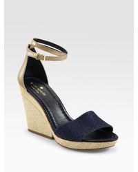kate spade new york | Blue Wedge Sandals | Lyst